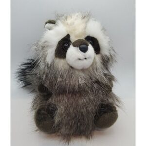 Aurora Mika The Realistic Raccoon Plush Long Haired Fuzzy 8 inch